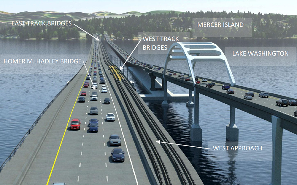 proposed location of light rail on the I-90 bridge