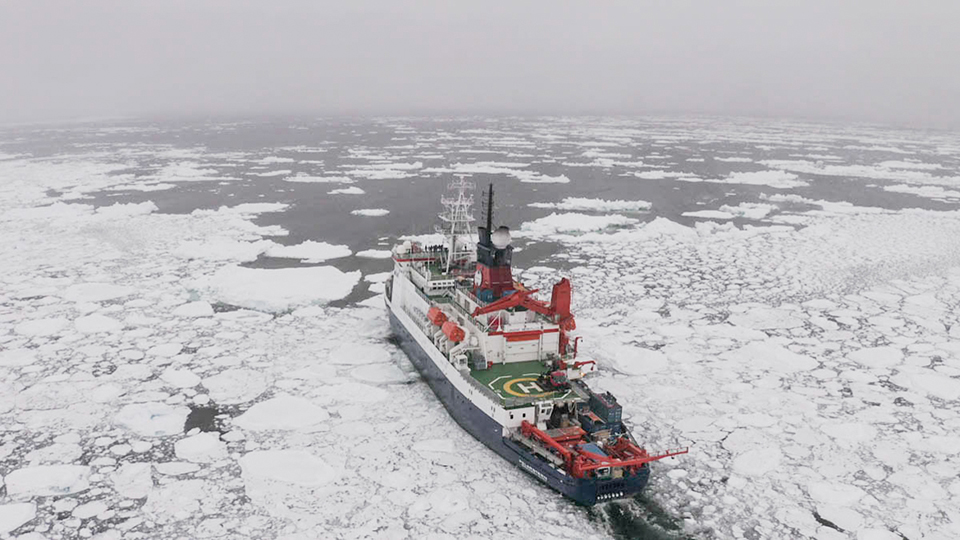 An icebreaker in the Arctic ocean