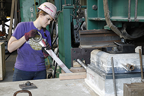 researcher constructing bridge part