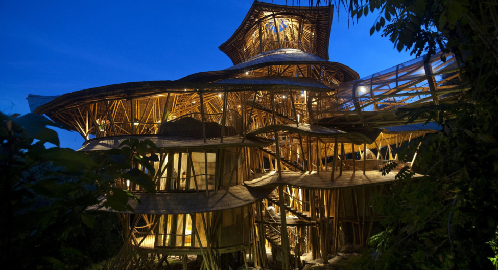 A multistory bamoo house