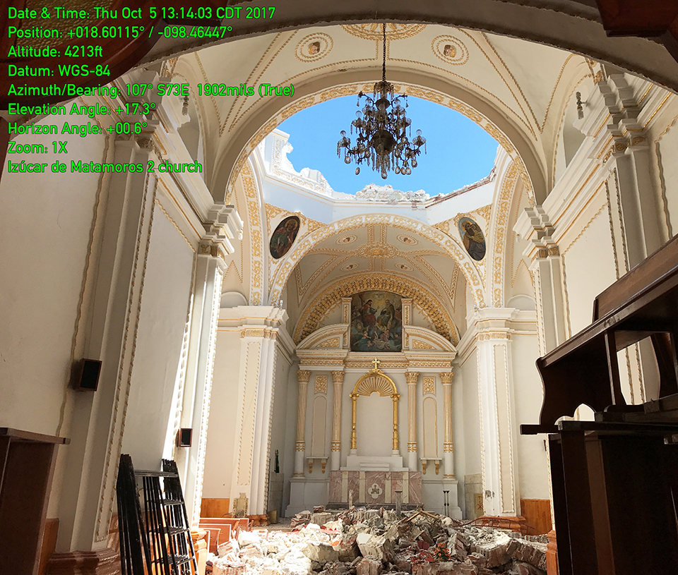 Collapsed dome of the San Juan de Dios church