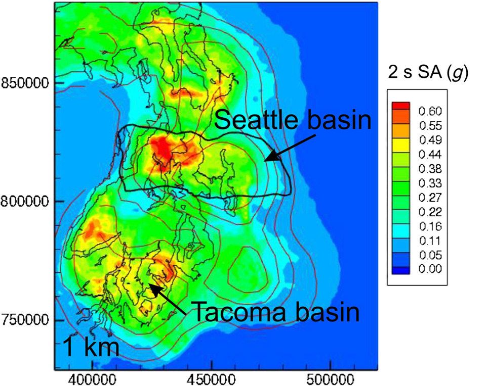 A map showing the Seattle basin