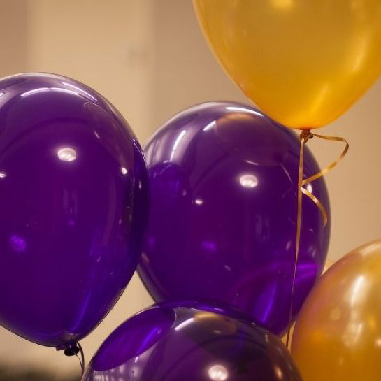 Purple and gold ballons