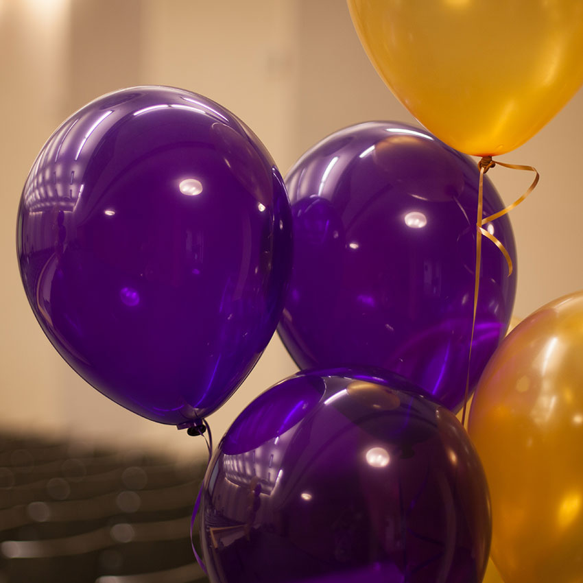 Purple and gold ballons
