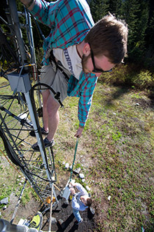 students on tower used for mountain hydrology