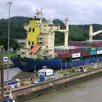 ship going through panama canal