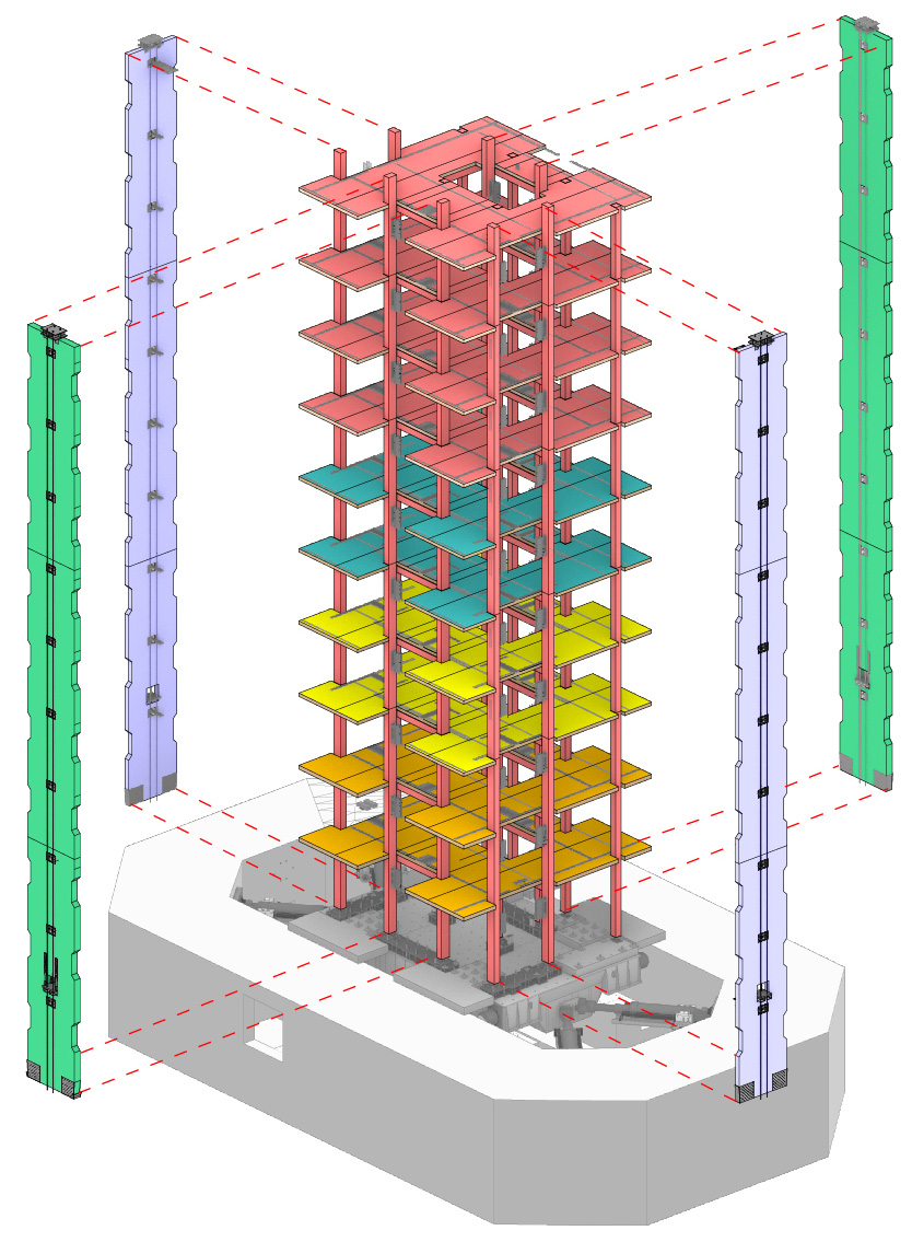 A rendering of a 10-story building