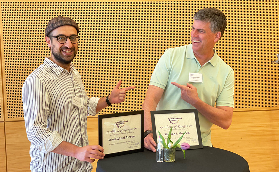 Graduate student Milad Ashtiani and Professor Steve Muench