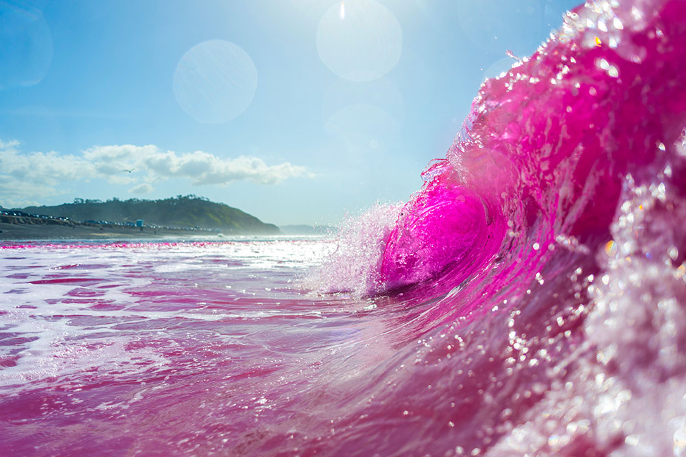 ocean wave dyed pink