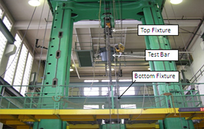 Tension Testing Rods at the Top of the 2,400 kip UTM