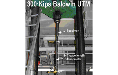 Wire Rope undergoing tension testing