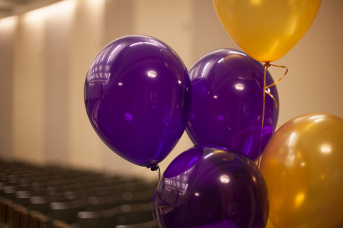 Purple and gold ballons