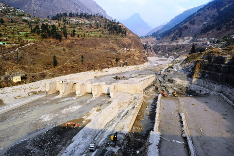 A destroyed hydroelectric plant in the mountains