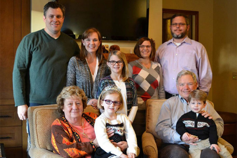 Marilyn and Tom Draeger (seated) with their family