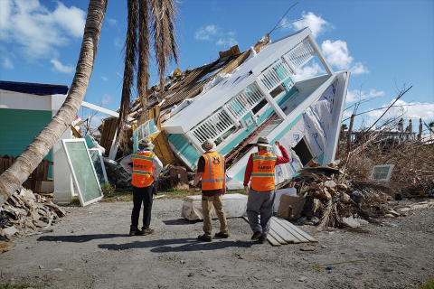 RAPID researchers survey damage to structures located on the Abaco Islands in the Bahamas