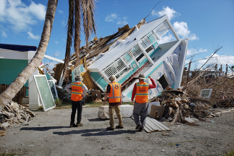 RAPID researchers survey damage to structures located on the Abaco Islands in the Bahamas 