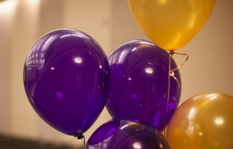 Purple and gold balloons