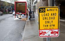 30 minute load and unload only sign at downtown Seattle