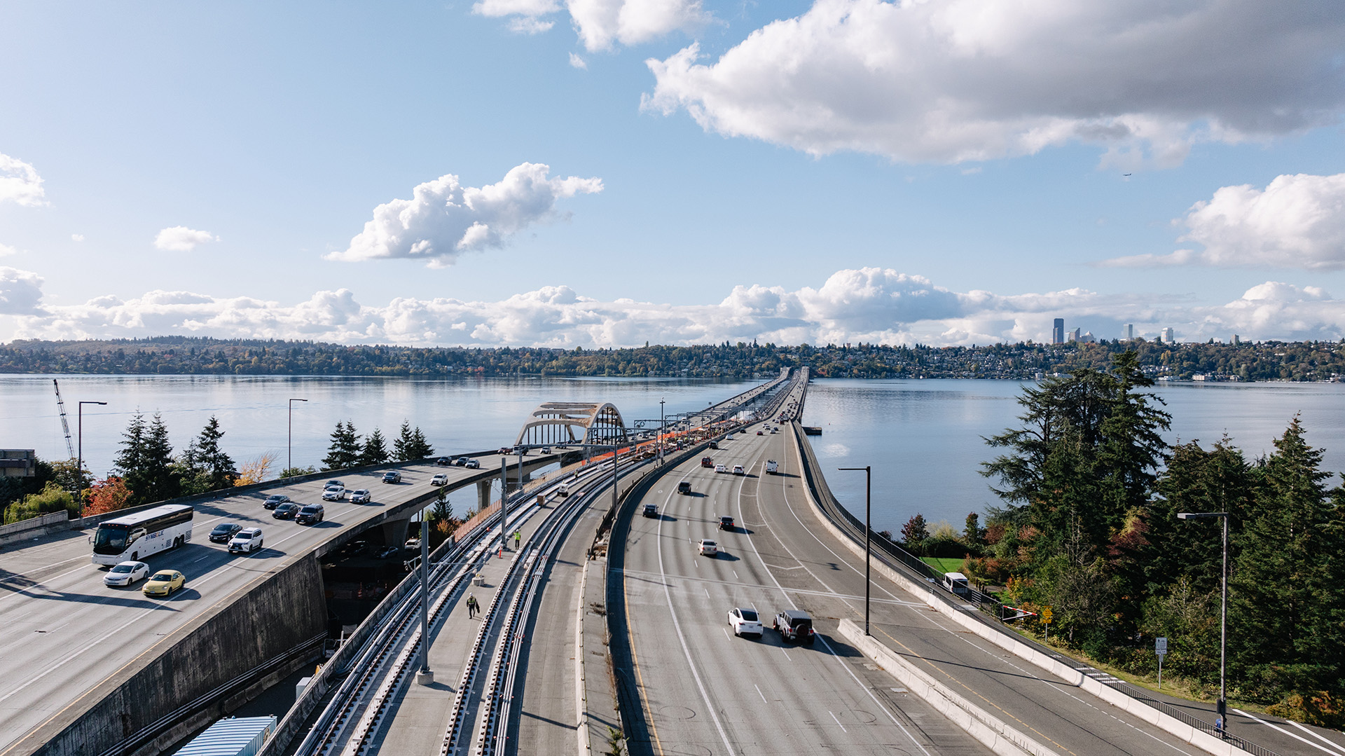Aerial view of the Homer M. Hadley Memorial Bridge