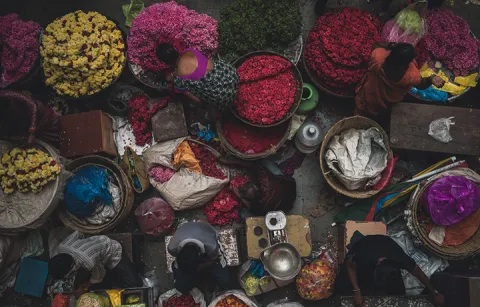 Overhead view of the K.R. Market in Bangalore, the oldest and busiest market place in the city. Photo credit: Tyler Ung