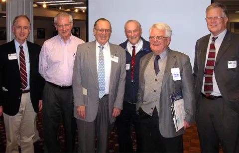 CEE faculty members Stephen Burges, Scott Rutherford, Ron Nece, Joe Colcord, Colin Brown and John Ferguson, from left, at the ASCE Seattle Section Meeting in January 2006