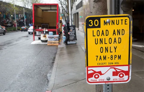 Parking sign at downtown Seattle