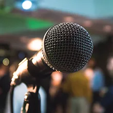 Close up of a microphone